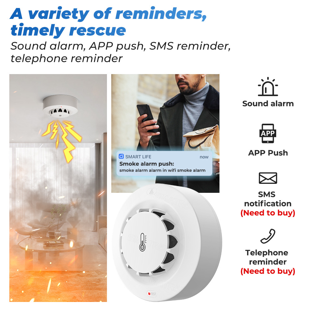 Tuya WiFi Temperature and Humi - Smoke Leak Detector 评论和价格