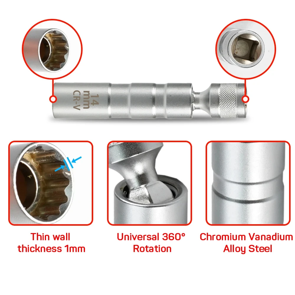 16mm With Magnetic Thin Wall U - Spark Plug Socket Set 评论和价格