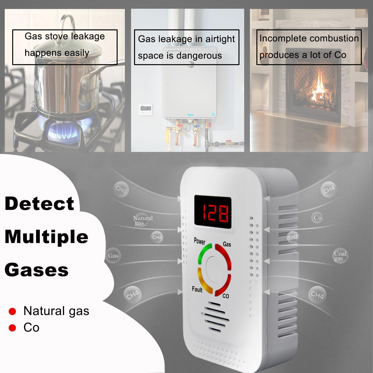Natural Gas Detector 2in1 And  - Smoke Leak Detector 评论和价格